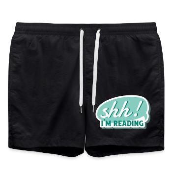 Shh! I'm Reading - Ruhe, ich lese - Buch, Bücher - Badeshorts - Schwarz - Vorne - AI Model Male 185 light (185cm)