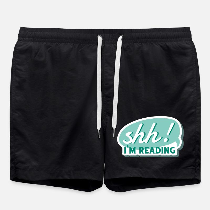 Shh! I'm Reading - Quiet, I Read - Book, Books - Swim Trunks - black