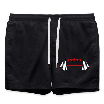 Gewichte & Sterne: Fitness Power Design - Badeshorts - Schwarz - Vorne - AI Model Male 185 light (185cm)