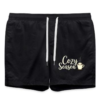 Cozy Season Herbstgetränk  - Badeshorts - Schwarz - Vorne - AI Model Male 185 light (185cm)