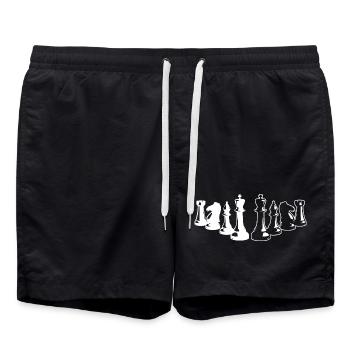 Échiquier minimaliste Chess Silhouette - Short de bain - noir - Devant - AI Model Male 185 light (185cm)