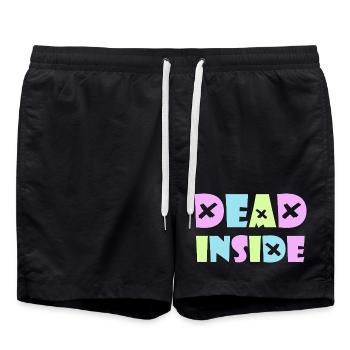 Dead Inside Kawaii Emo Punk Rock Anime Gothic Goth - Badeshorts - Schwarz - Vorne - AI Model Male 185 light (185cm)