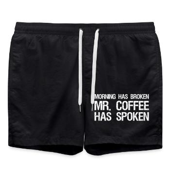 morning has broken mr. coffee has spoken - Badeshorts - Schwarz - Vorne - AI Model Male 185 light (185cm)