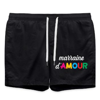 Patin der Liebe - Familie - Taufe - Badeshorts - Schwarz - Vorne - AI Model Male 185 light (185cm)