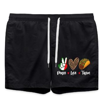 Peace Love Tacos Fiesta Zitat Spaß - Badeshorts - Schwarz - Vorne - AI Model Male 185 light (185cm)