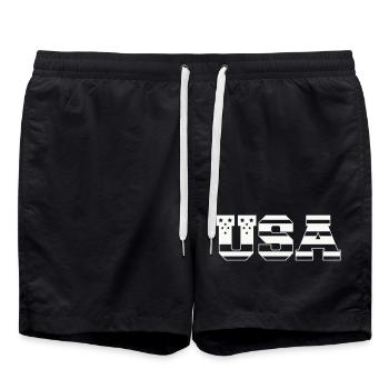 USA Bloc Police Rétro Patriotique - Short de bain - noir - Devant - AI Model Male 185 light (185cm)
