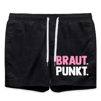 JGA Team Braut Junggesellinnenabschied - Badeshorts - Schwarz - Vorne - AI Model Male 185 light (185cm)