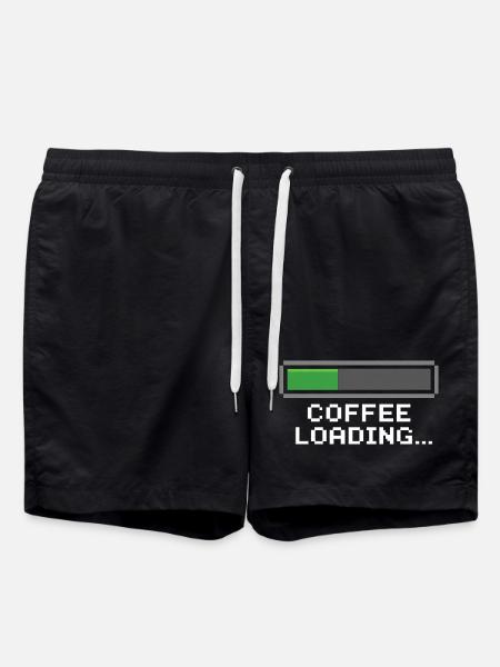 Coffee Loading Bar Pixel - Swim Trunks - black
