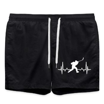 Mein Herz schlägt für Eishockey - Badeshorts - Schwarz - Vorne - AI Model Male 185 light (185cm)