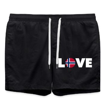Norvège - Amour - Norge - Liebe - Norwegen - Short de bain - noir - Devant - AI Model Male 185 light (185cm)