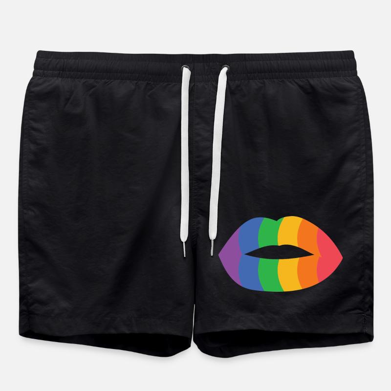 Rainbow Lips Art Print - Swim Trunks - black