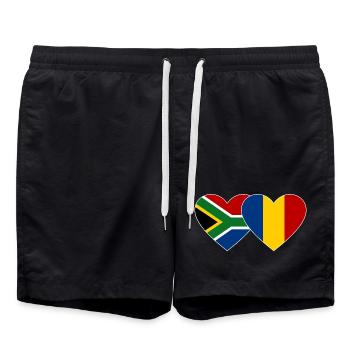 Südafrika Tschad Flagge Herz used - Badeshorts - Schwarz - Vorne - AI Model Male 185 light (185cm)