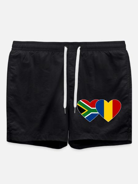 Südafrika Rumänien Flagge Herz - Badeshorts - Schwarz