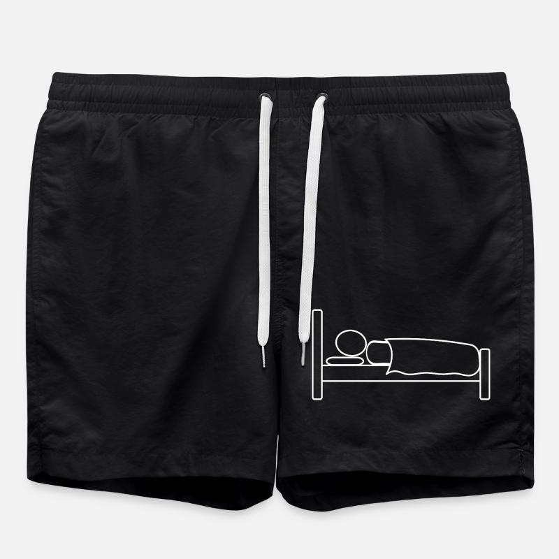 Strichmännchen im Bett - Badeshorts - Schwarz