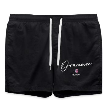 Drammen - Norway Flag Lettering - Norge - Norwegen - Badeshorts - Schwarz - Vorne - AI Model Male 185 light (185cm)