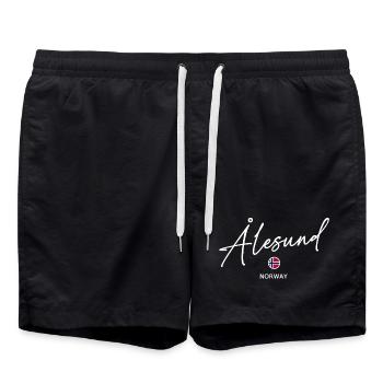 Alesund - Norway Flag Lettering - Norge - Norwegen - Swim Trunks - black - Front - AI Model Male 185 light (185cm)