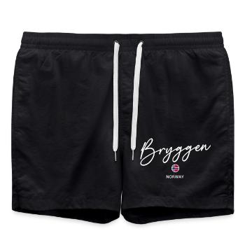 Bryggen - Bergen - Norway Flag - Norge - Norwegen - Swim Trunks - black - Front - AI Model Male 185 light (185cm)
