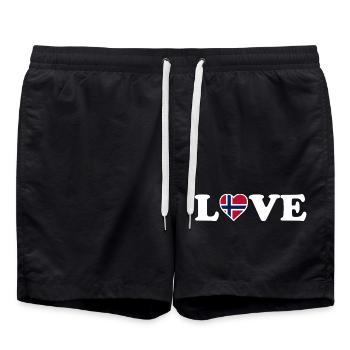 Love - Norway Flag - Norge - Norwegen - Swim Trunks - black - Front - AI Model Male 185 light (185cm)
