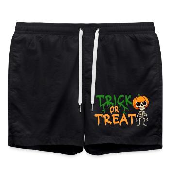 Halloween Trick or Treat Skelett Kürbis Grusel  - Badeshorts - Schwarz - Vorne - AI Model Male 185 light (185cm)
