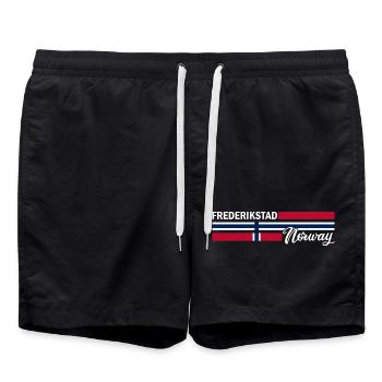 Fredrikstad - Norway Flag - Norge - Norwegen - Badeshorts - Schwarz - Vorne - AI Model Male 185 light (185cm)