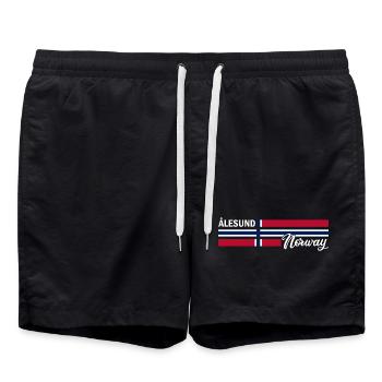 Alesund - Drapeau de la Norvège - Norvège - Drapeau norvégien - Short de bain - noir - Devant - AI Model Male 185 light (185cm)