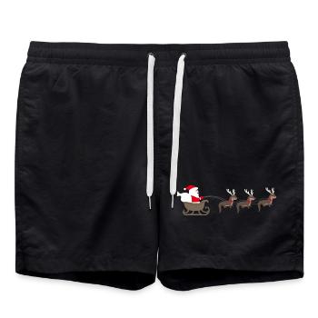 Sea Otter Cartoon Christmas Gift - Swim Trunks - black - Front - AI Model Male 185 light (185cm)