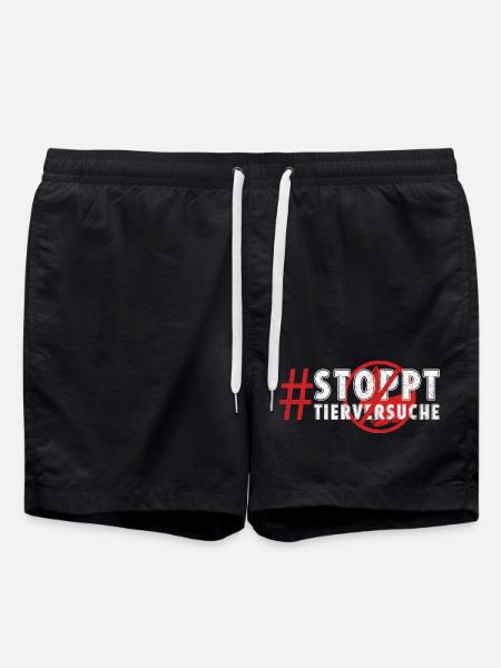 Animal welfare STOP ANIMAL TESTING FUNNY - Swim Trunks - black