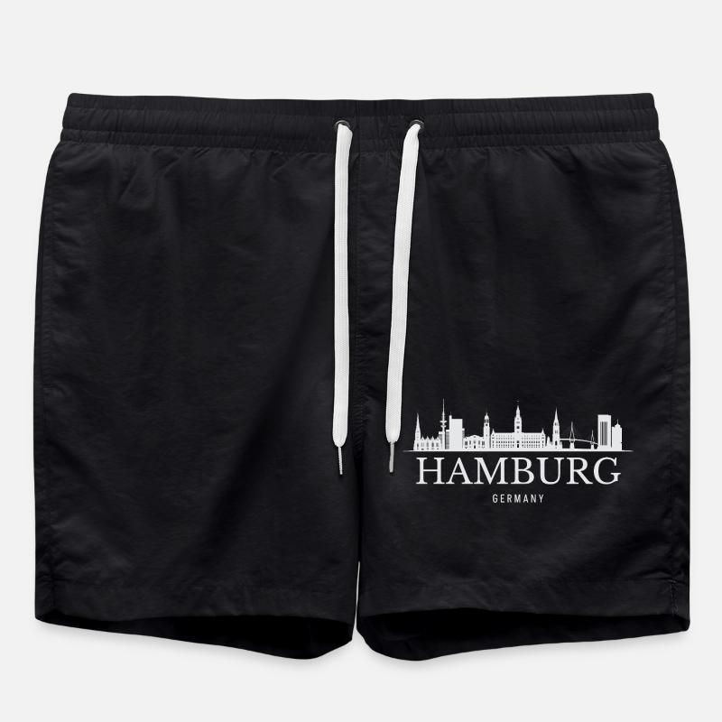 Hamburger Skyline, Hamburg Deutschland - Badeshorts - Schwarz