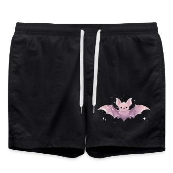 Spooky Cute Pastel Bat – Kawaii Gothic Style - Swim Trunks - black - Front - AI Model Male 185 light (185cm)