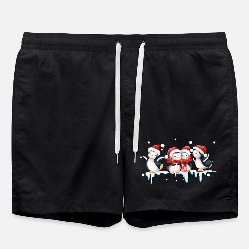 Drôle de pinguin Noël - Short de bain - noir