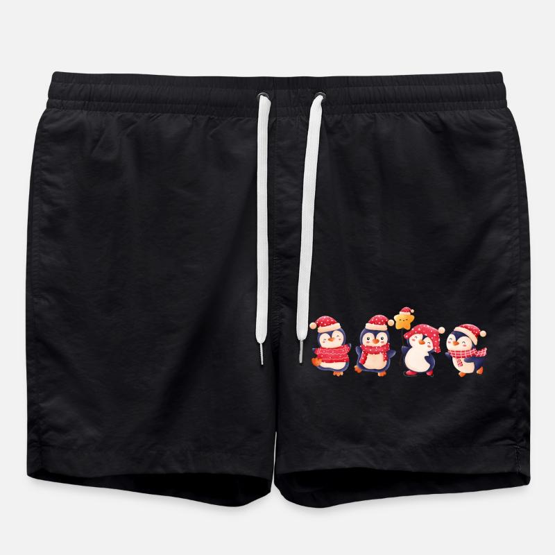 Drôle de pinguin Noël - Short de bain - noir
