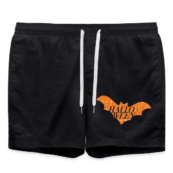 Halloween Orange Glitter Bat Silhouette - Swim Trunks - black - Front - AI Model Male 185 light (185cm)