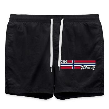 Oslo - Drapeau de la Norvège - Norvège - Drapeau norvégien - Short de bain - noir - Devant - AI Model Male 185 light (185cm)
