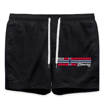 Oslo - Drapeau de la Norvège - Norvège - Drapeau norvégien - Short de bain - noir - Devant - AI Model Male 185 light (185cm)