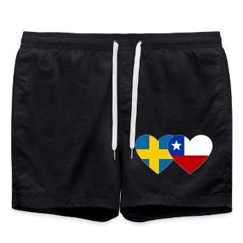 Suède Chili Drapeau Coeur - Short de bain - noir - Devant - AI Model Male 185 light (185cm)