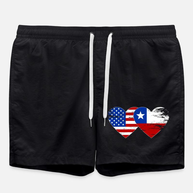 États-Unis Chili Drapeau Coeur - Short de bain - noir