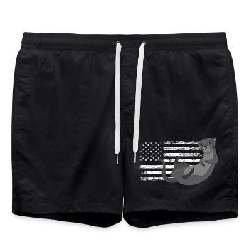 Sea Otter Cartoon American - Swim Trunks - black - Front - AI Model Male 185 light (185cm)