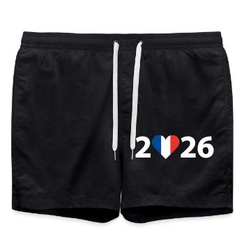 J’aime la France 2026, vacances en France 2026 - Short de bain - noir - Devant - AI Model Male 185 light (185cm)