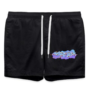 Flamants roses sur la route - Short de bain - noir - Devant - AI Model Male 185 light (185cm)