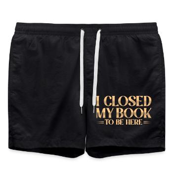 Buch zurückgelassen um hier zu sein - Badeshorts - Schwarz - Vorne - AI Model Male 185 light (185cm)
