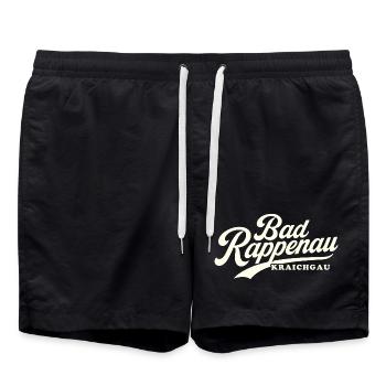 Bad Rappenau Schriftzug Vintage Style - Badeshorts - Schwarz - Vorne - AI Model Male 185 light (185cm)
