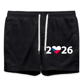 I love Tschechien 2026, Urlaub in Tschechien 2026 - Badeshorts - Schwarz - Vorne - AI Model Male 185 light (185cm)