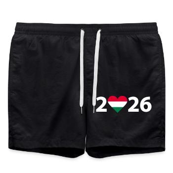 J’aime Hongrie 2026, Hongrie 2026 - Short de bain - noir - Devant - AI Model Male 185 light (185cm)