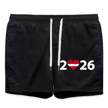 J’aime Lettonie 2026, Lettonie 2026 - Short de bain - noir - Devant - AI Model Male 185 light (185cm)