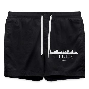 Skyline von Lille, Lille Frankreich - Badeshorts - Schwarz - Vorne - AI Model Male 185 light (185cm)