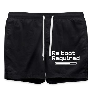 Reboot Required – Retro-Gaming-Style - Badeshorts - Schwarz - Vorne - AI Model Male 185 light (185cm)