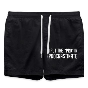 I put the pro in procrastination - Swim Trunks - black - Front - AI Model Male 185 light (185cm)