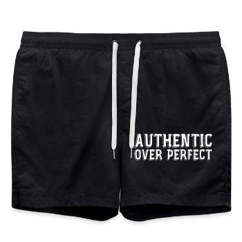 Authentisch statt perfekt - Badeshorts - Schwarz - Vorne - AI Model Male 185 light (185cm)