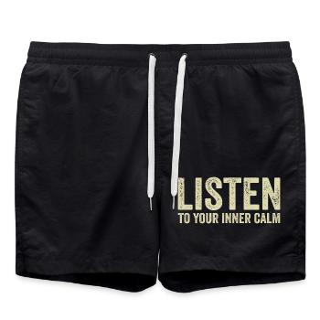 Hören Sie auf Ihre innere Ruhe - Badeshorts - Schwarz - Vorne - AI Model Male 185 light (185cm)