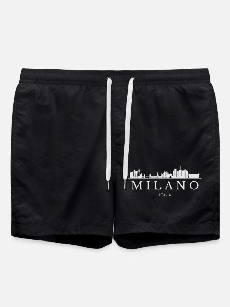 Milan Skyline, Milan Italy - Swim Trunks - black